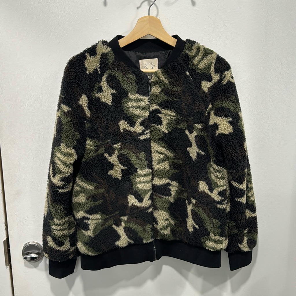 Fantastic Fawn Camo Fur Bomber Jacket